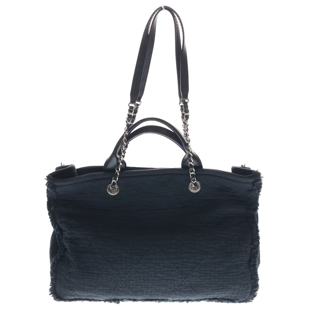 CHANEL(シャネル) ドーヴィル ラージ チェーントートバッグ ブラック キャンバス シルバー金具 A57180 30番台 レディース