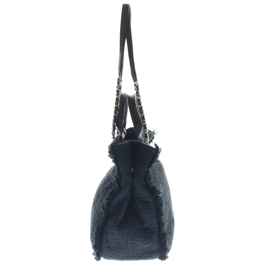 CHANEL(シャネル) ドーヴィル ラージ チェーントートバッグ ブラック キャンバス シルバー金具 A57180 30番台 レディース