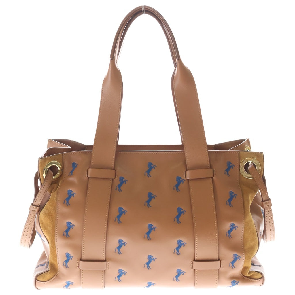 Chloe(クロエ) TAO トートバッグ ミディアム ハンドバッグ トートバッグ ショルダーバッグ ブルーホース キャメル ブラウン レザー ゴールド金具 レディース