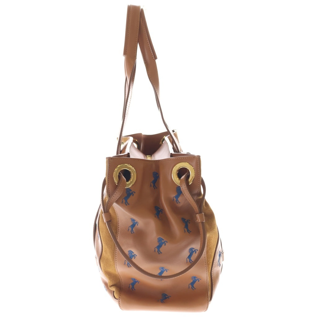 Chloe(クロエ) TAO トートバッグ ミディアム ハンドバッグ トートバッグ ショルダーバッグ ブルーホース キャメル ブラウン レザー ゴールド金具 レディース