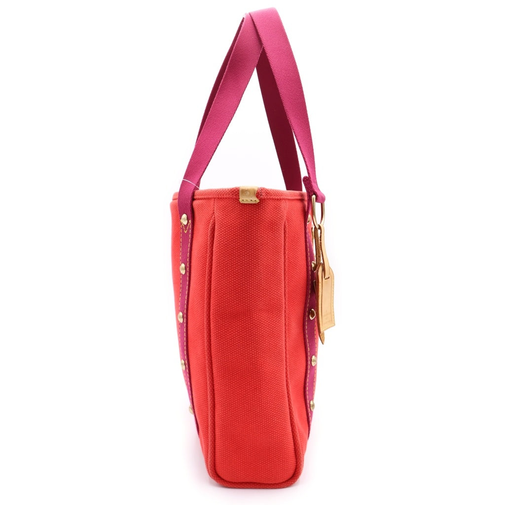 LOUIS VUITTON(ルイヴィトン) アンティグア カバMM ローズ トートバッグ ハンドバッグ レッド キャンバス M40085 ゴールド金具 レディース