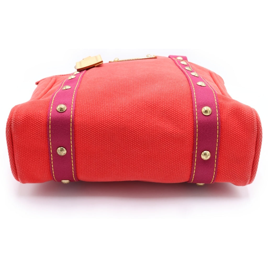 LOUIS VUITTON(ルイヴィトン) アンティグア カバMM ローズ トートバッグ ハンドバッグ レッド キャンバス M40085 ゴールド金具 レディース