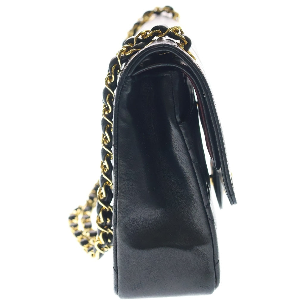 CHANEL(シャネル) マトラッセ25 WフラップWチェーンショルダーバッグ ブラック ラムスキン ゴールド金具 レディース