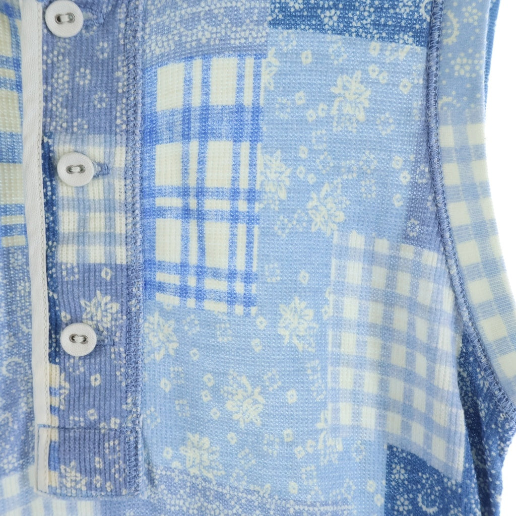 POLO RALPH LAUREN(ポロラルフローレン) パッチワークノースリーブロングワンピース ライトブルー #160/84A レディース