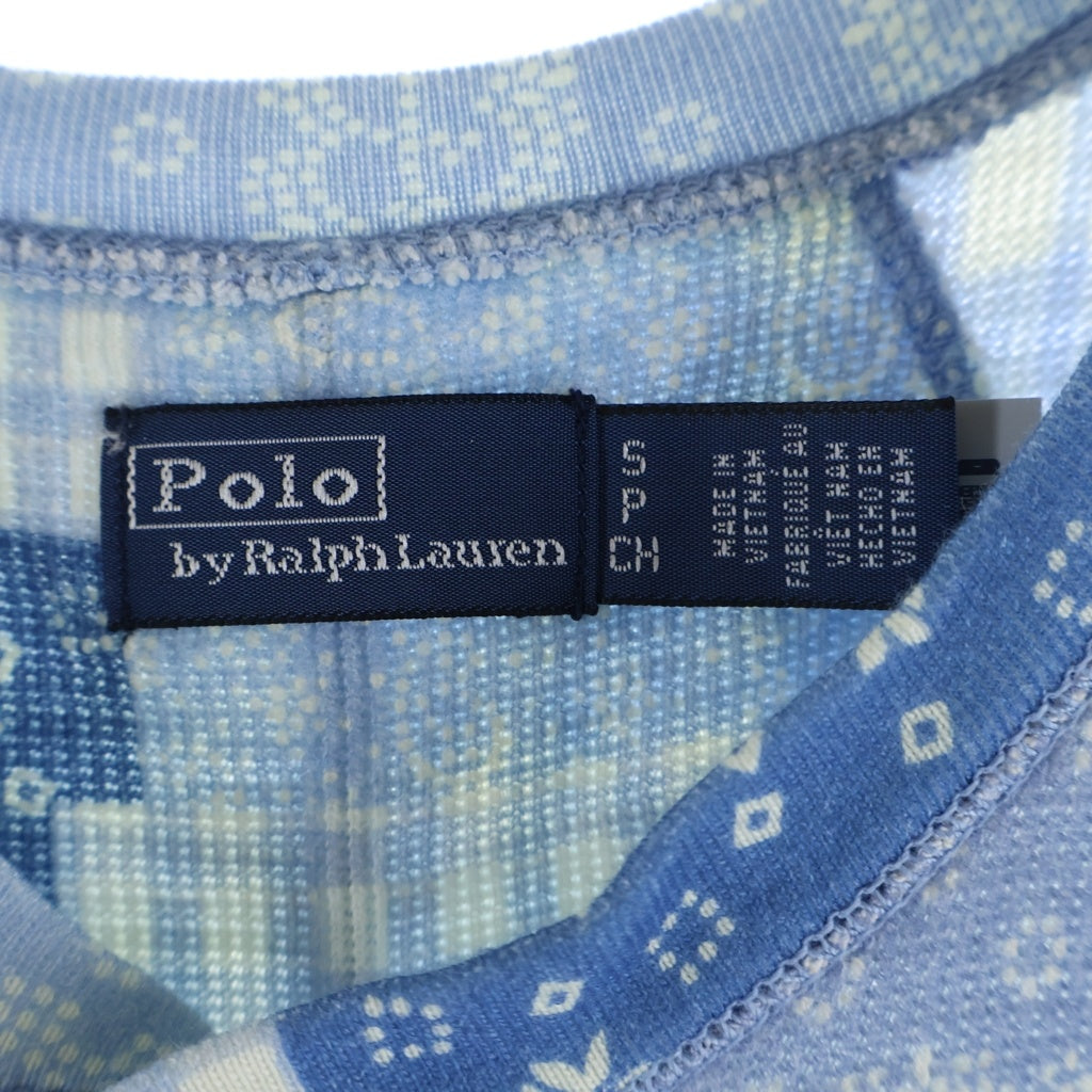 POLO RALPH LAUREN(ポロラルフローレン) パッチワークノースリーブロングワンピース ライトブルー #160/84A レディース