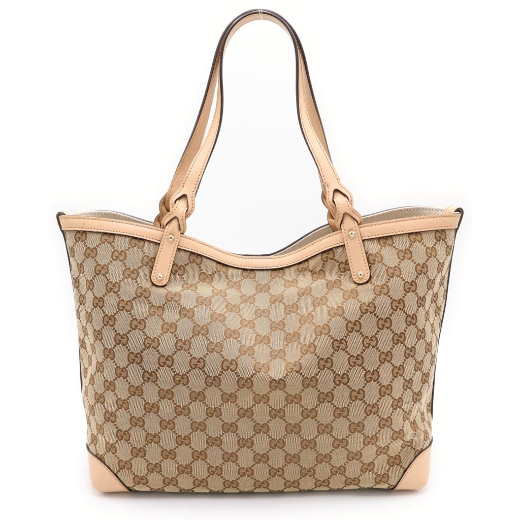 GUCCI(グッチ) GGキャンバス レザー トートバッグ ベージュ 247209 レディース