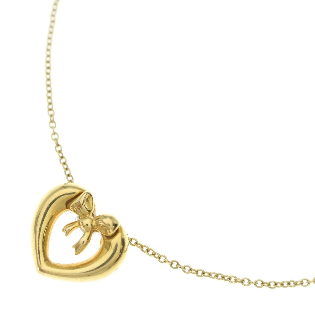 TIFFANY & Co.(ティファニー) ハート&リボン ネックレス ペンダント チェーン イエローゴールド K18 レディース