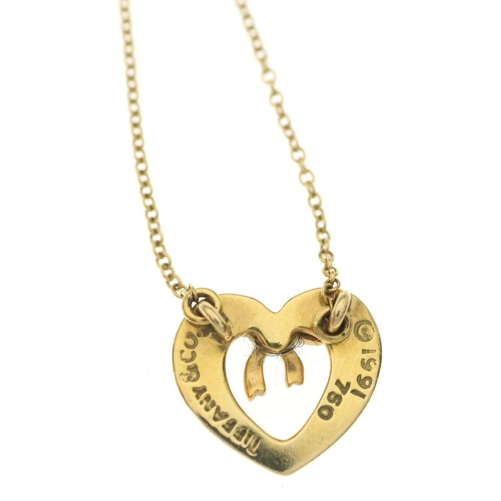 TIFFANY & Co.(ティファニー) ハート&リボン ネックレス ペンダント チェーン イエローゴールド K18 レディース