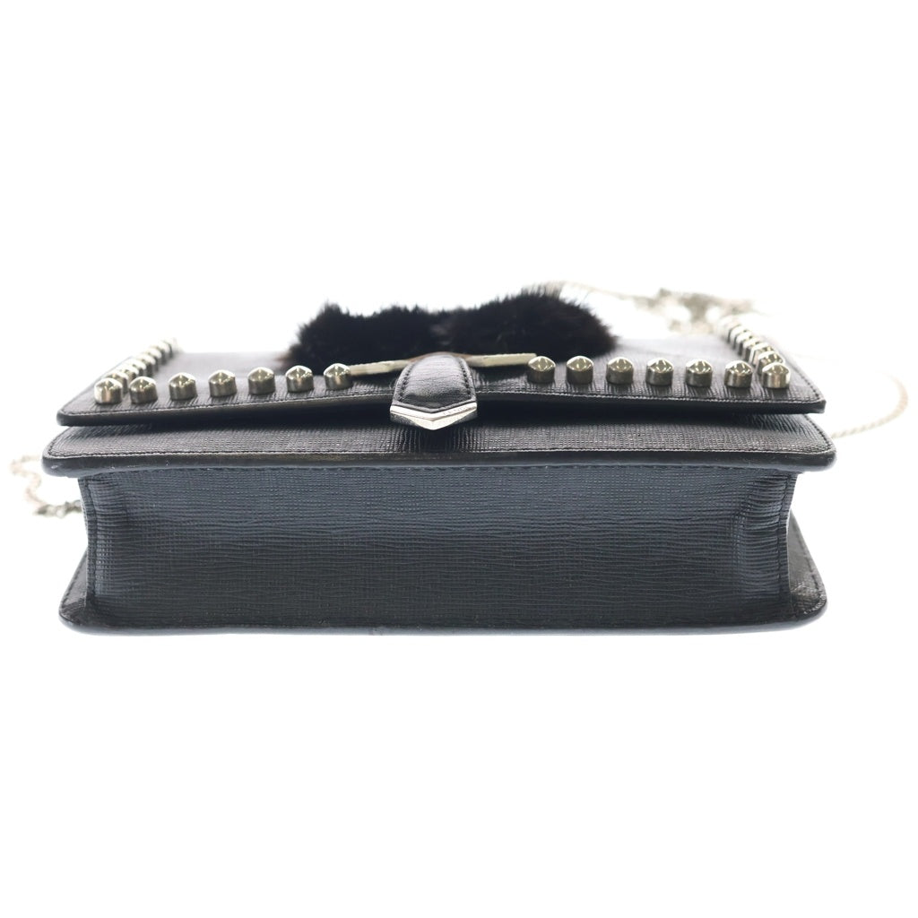 FENDI(フェンディ) カールラガーフェルド チェーンショルダーバッグ ミニバッグ ブラック レザー シルバー金具 レディース