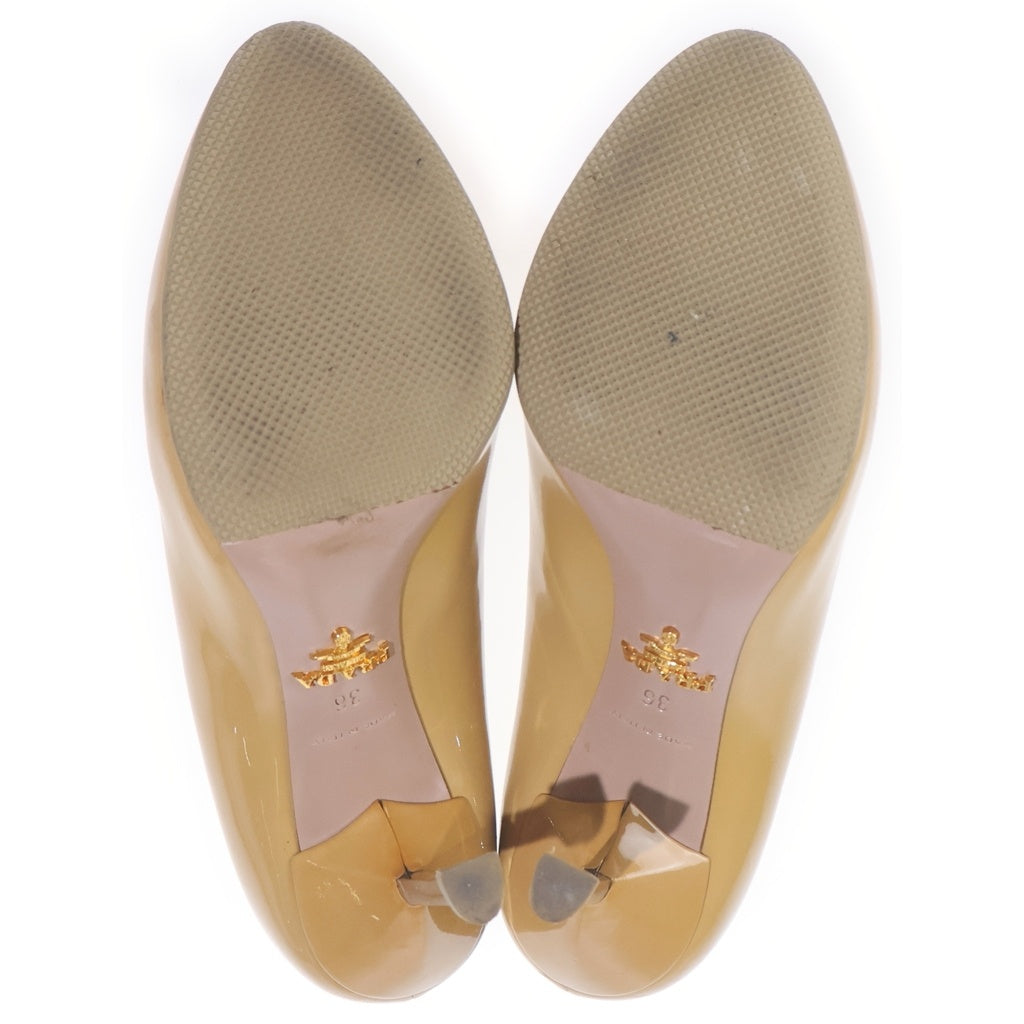 PRADA(プラダ) ヒールパンプス マスタードイエロー パテントレザー #36 レディース