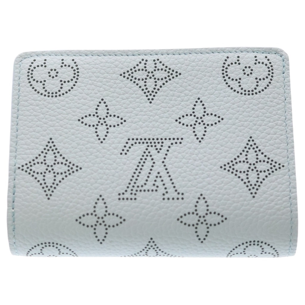 LOUIS VUITTON(ルイヴィトン) モノグラム・マヒナ ポルトフォイユ・クレア コンパクトウォレット 二つ折り財布 ライトブルー ブルーオランプ レザー M29056 シルバー金具 レディース
