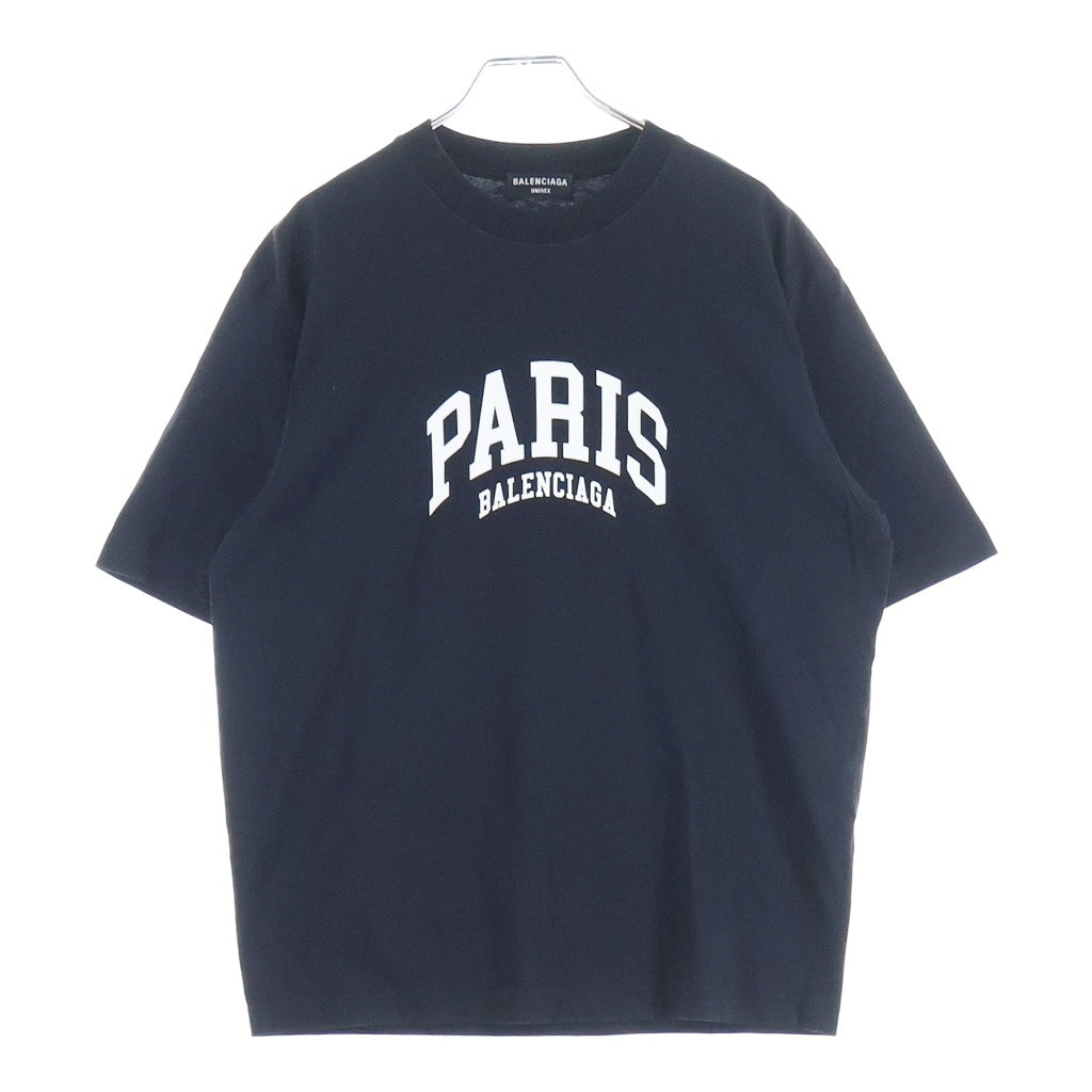 BALENCIAGA(バレンシアガ) 22AW CITIES PARIS MEDIUM FIT T-SHIRT パリロゴプリント半袖Tシャツ ブラック #XS 612966