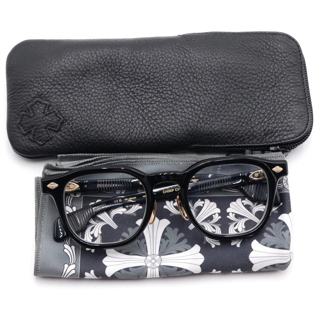 CHROME HEARTS(クロムハーツ) Chirp Chirp サングラス ブラックフレーム K18GP×強化プラスチック 49□23-141 度入り