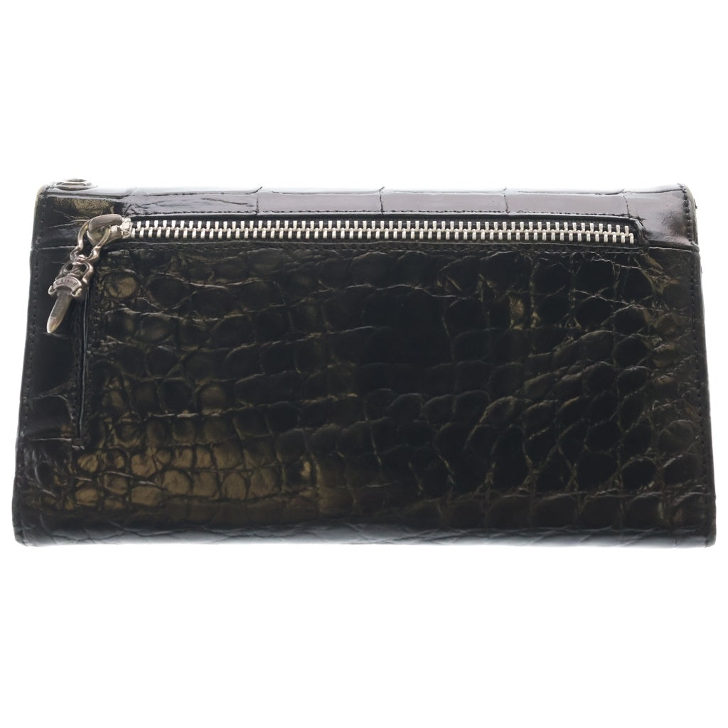 CHROME HEARTS(クロムハーツ) WAVE ALLIGATOR ウェーブアリゲーター クロスボールボタン レザーウォレット 長財布 ブラック