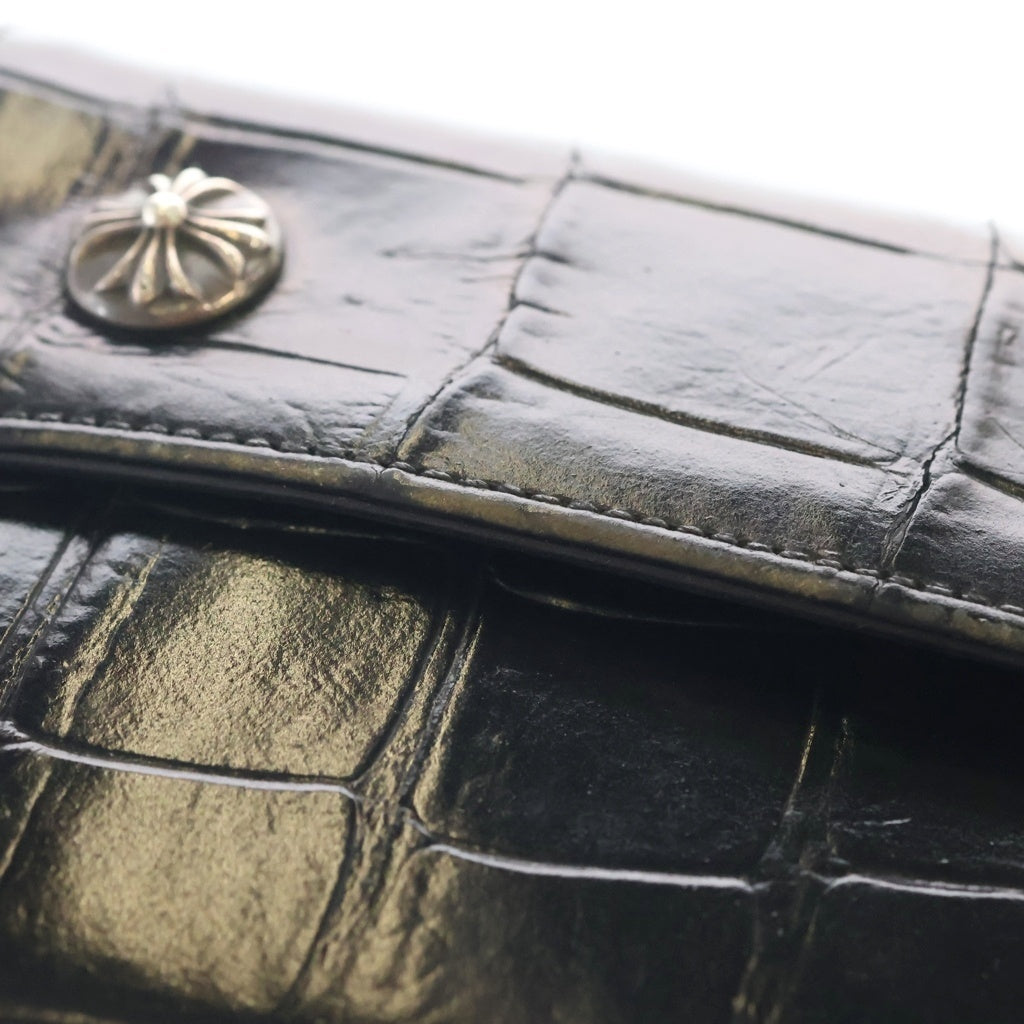 CHROME HEARTS(クロムハーツ) WAVE ALLIGATOR ウェーブアリゲーター クロスボールボタン レザーウォレット 長財布 ブラック