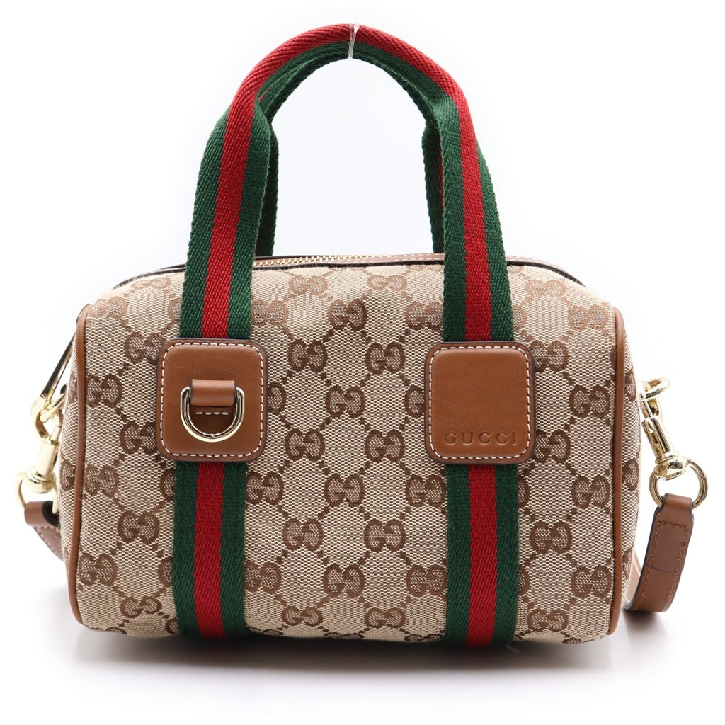 GUCCI(グッチ) GGキャンバス オフィディア 2wayハンドバッグ ショルダーバッグ ブラウン レザー×キャンバス 859975 ゴールド金具 レディース