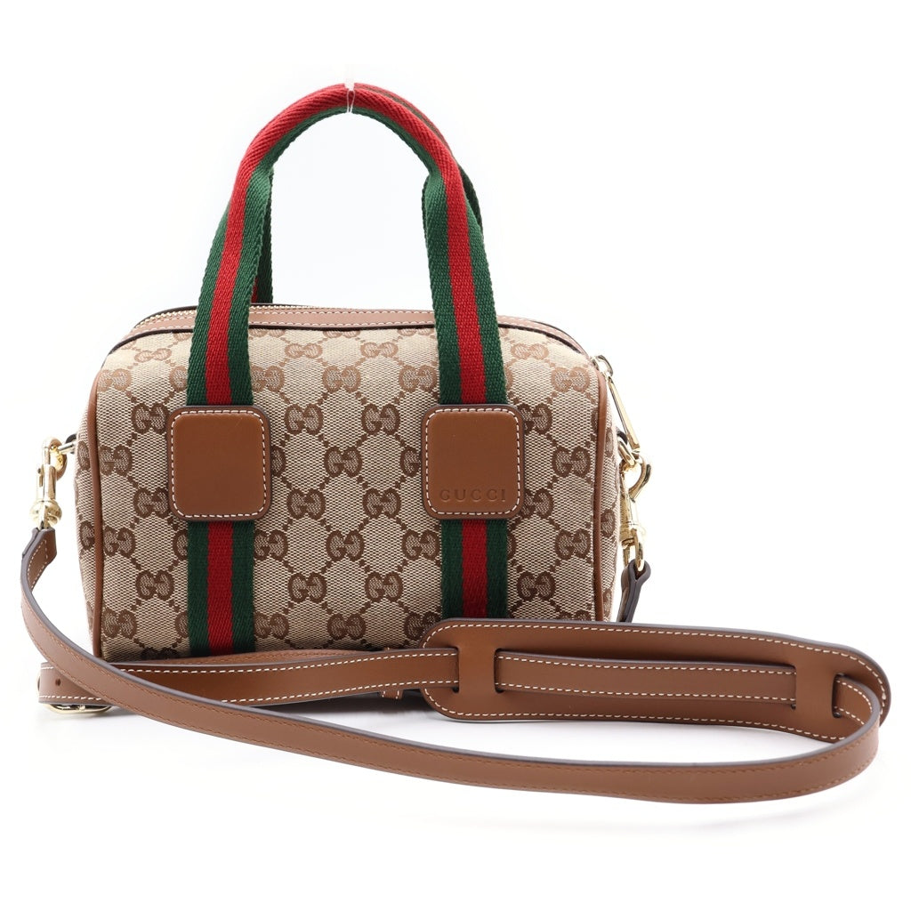 GUCCI(グッチ) GGキャンバス オフィディア 2wayハンドバッグ ショルダーバッグ ブラウン レザー×キャンバス 859975 ゴールド金具 レディース