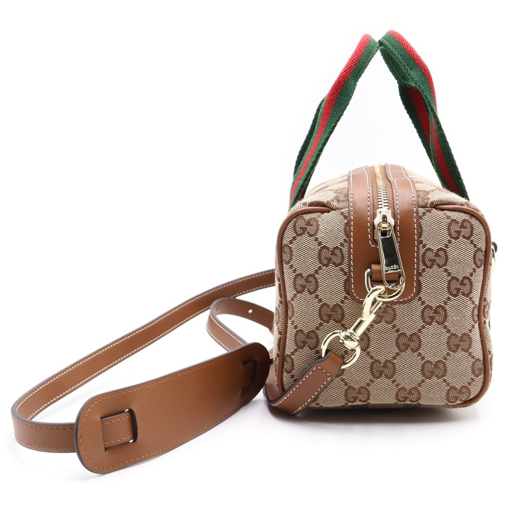 GUCCI(グッチ) GGキャンバス オフィディア 2wayハンドバッグ ショルダーバッグ ブラウン レザー×キャンバス 859975 ゴールド金具 レディース