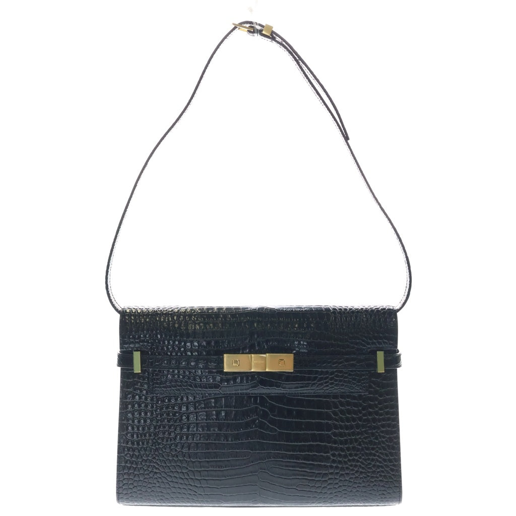 SAINT LAURENT PARIS(サンローランパリ) マンハッタン クロコ型押し ショルダーバッグ レザー ブラック レディース