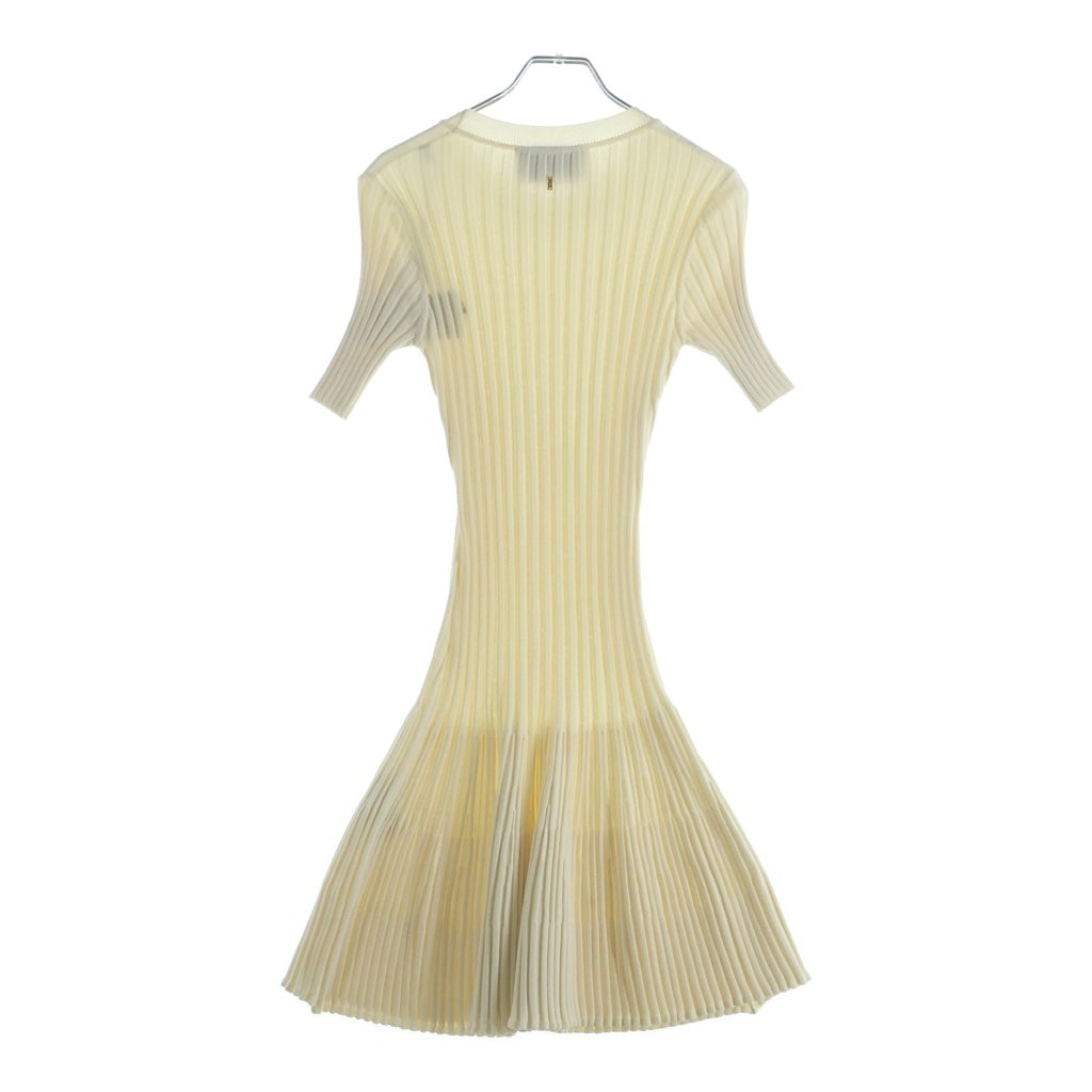 ami paris(アミパリス) ライト リブビスコースニット ミニゴデット ドレス アイボリー コットン FDR671.KN0160.136 レディース