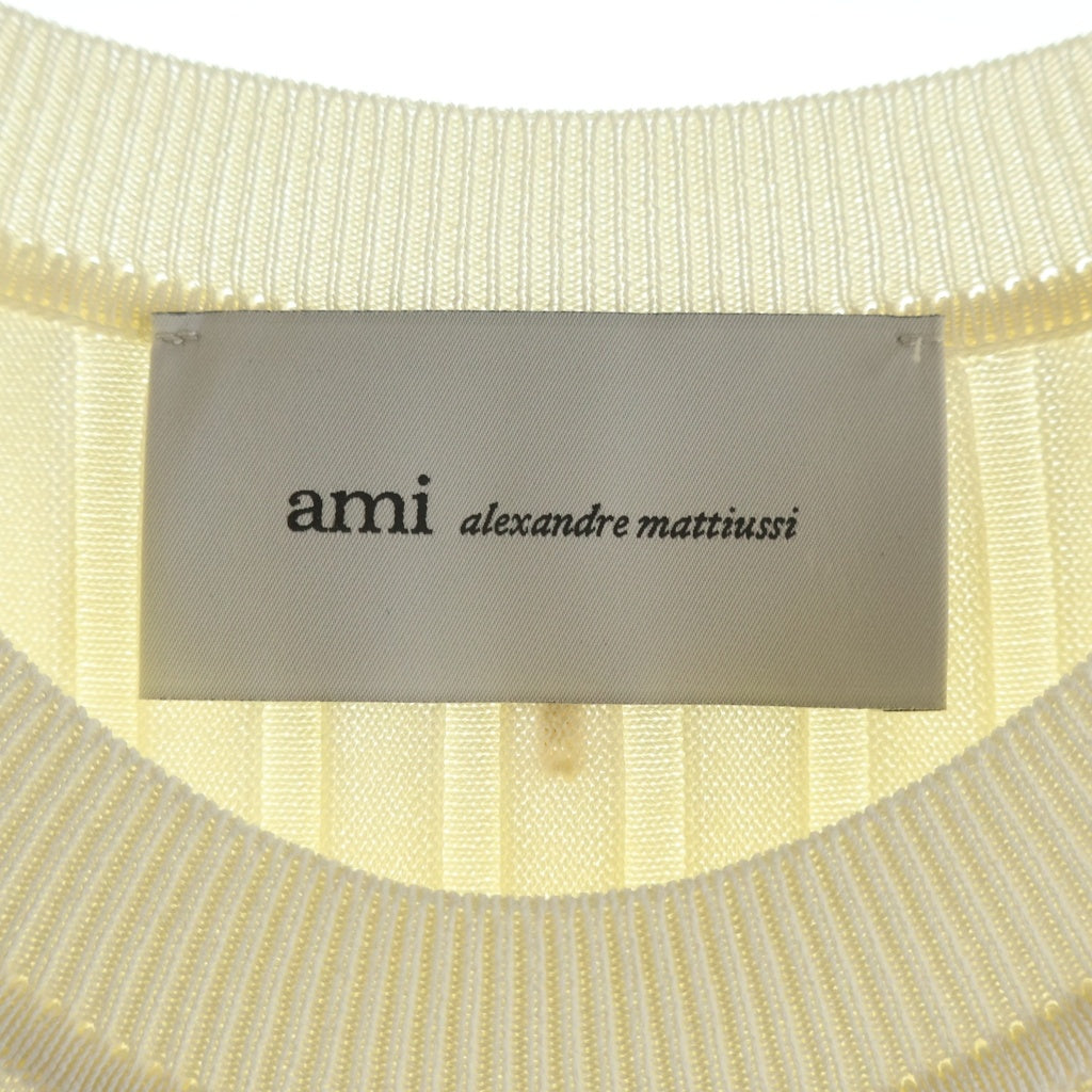 ami paris(アミパリス) ライト リブビスコースニット ミニゴデット ドレス アイボリー コットン FDR671.KN0160.136 レディース
