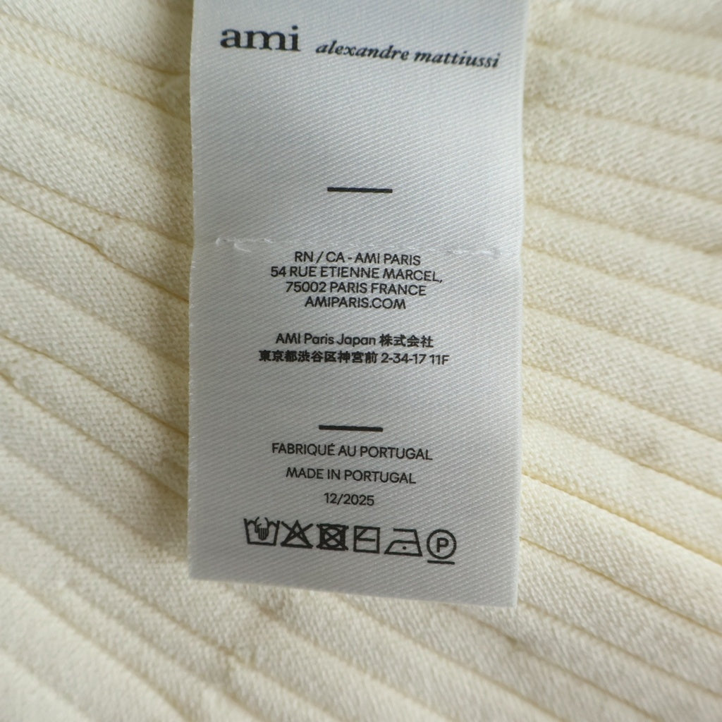 ami paris(アミパリス) ライト リブビスコースニット ミニゴデット ドレス アイボリー コットン FDR671.KN0160.136 レディース