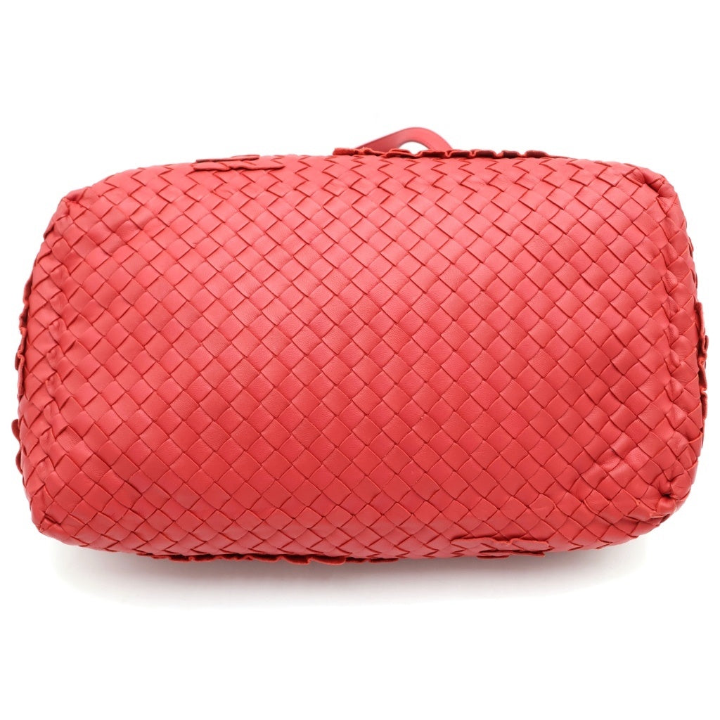 BOTTEGA VENETA(ボッテガヴェネタ) イントレチャート フリル レザー トートバッグ ハンドバッグ ショルダーバッグ レッド レディース
