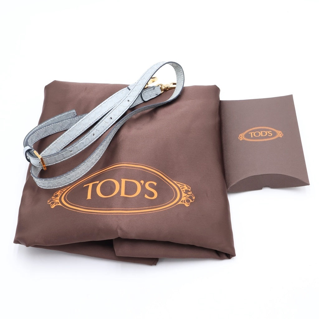 TOD'S(トッズ) Dキューブ パイソン ゴールド金具 2WAY ハンドバッグ ショルダーバッグ グリーン系 レディース