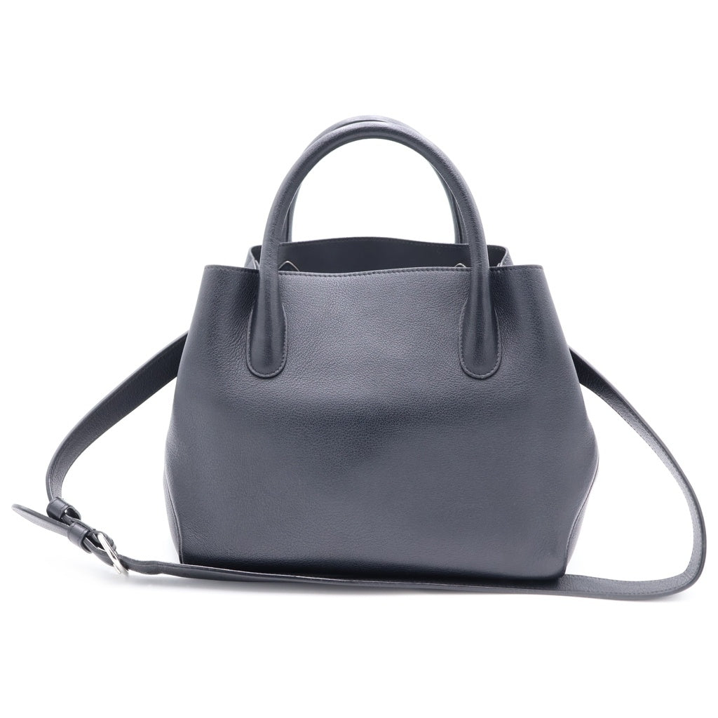 Christian Dior(クリスチャンディオール) ブロッサム 2WAYハンドバッグ ショルダーバッグ ブラック レザー シルバー金具 レディース