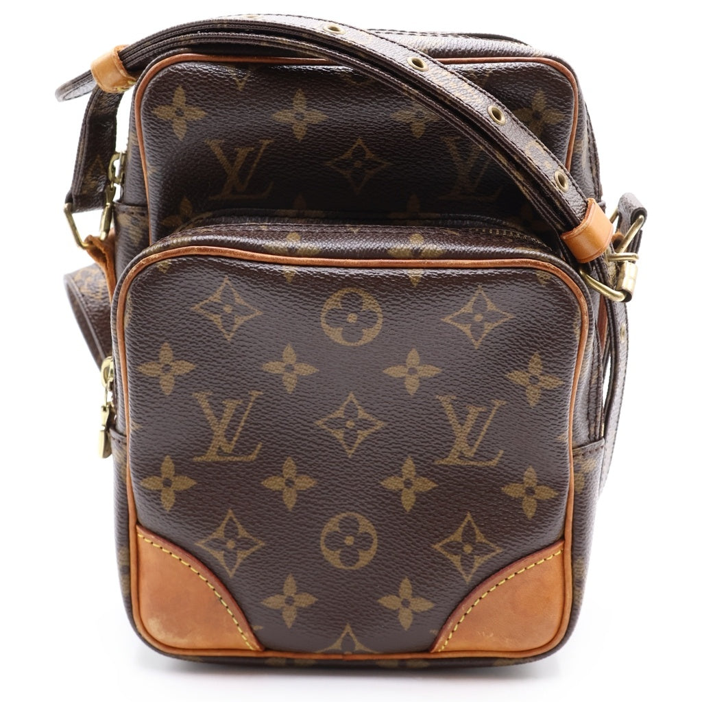 LOUIS VUITTON(ルイヴィトン) モノグラム アマゾン ショルダーバッグ ミニバッグ ブラウン レザー×PVC M45236 ゴールド金具 レディース