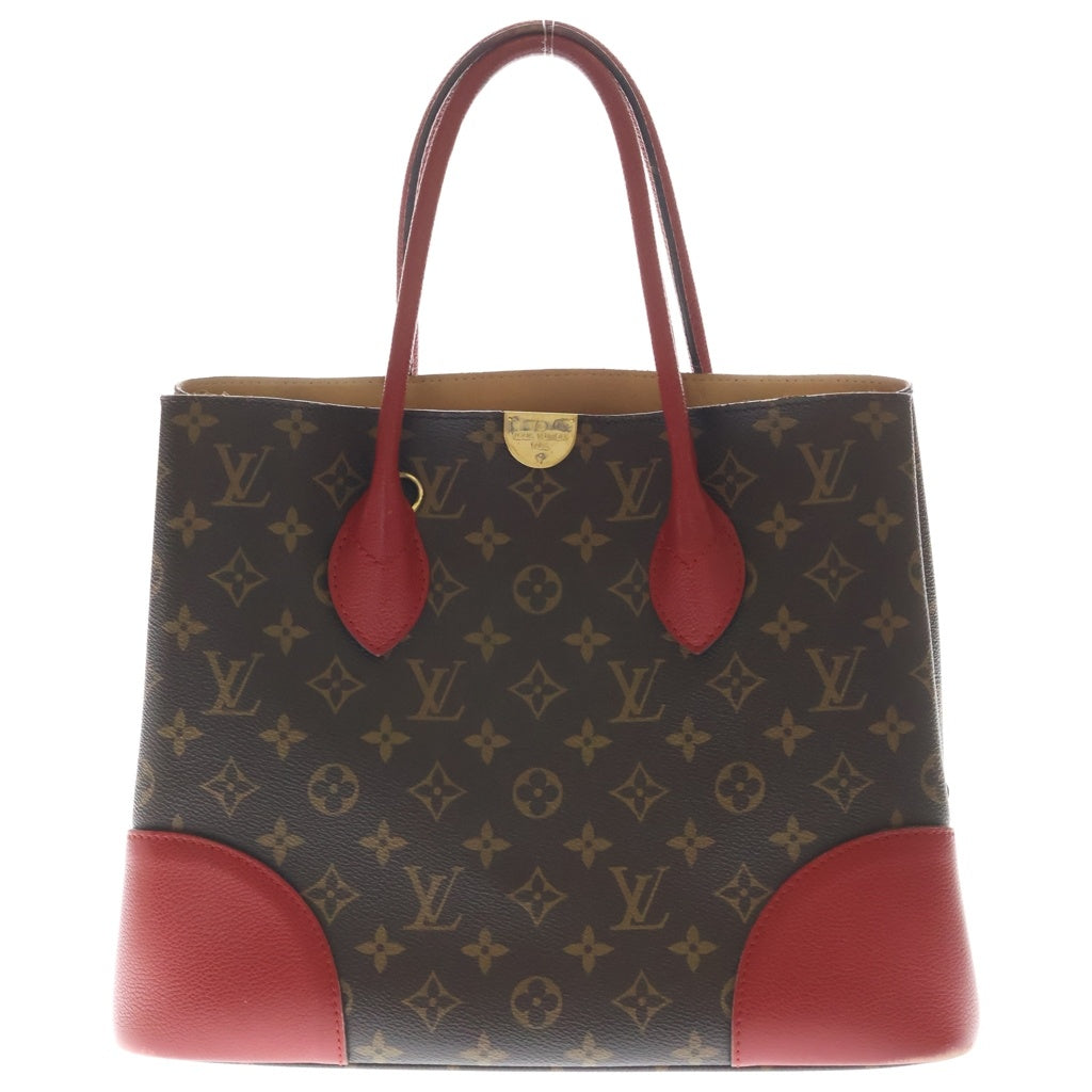 LOUIS VUITTON(ルイヴィトン) モノグラム フランドリン ハンドバッグ トートバッグ ブラウン×レッド レザー×PVC M41596 ゴールド金具 レディース