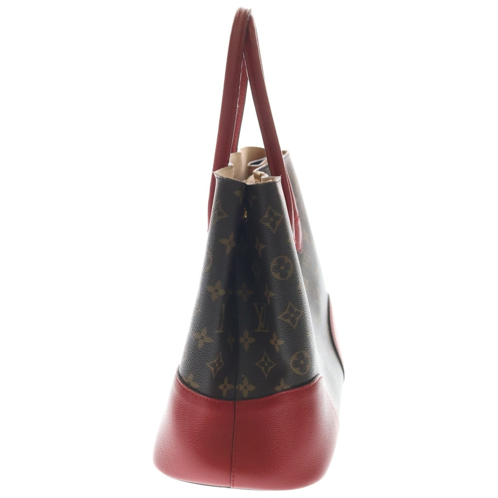 LOUIS VUITTON(ルイヴィトン) モノグラム フランドリン ハンドバッグ トートバッグ ブラウン×レッド レザー×PVC M41596 ゴールド金具 レディース