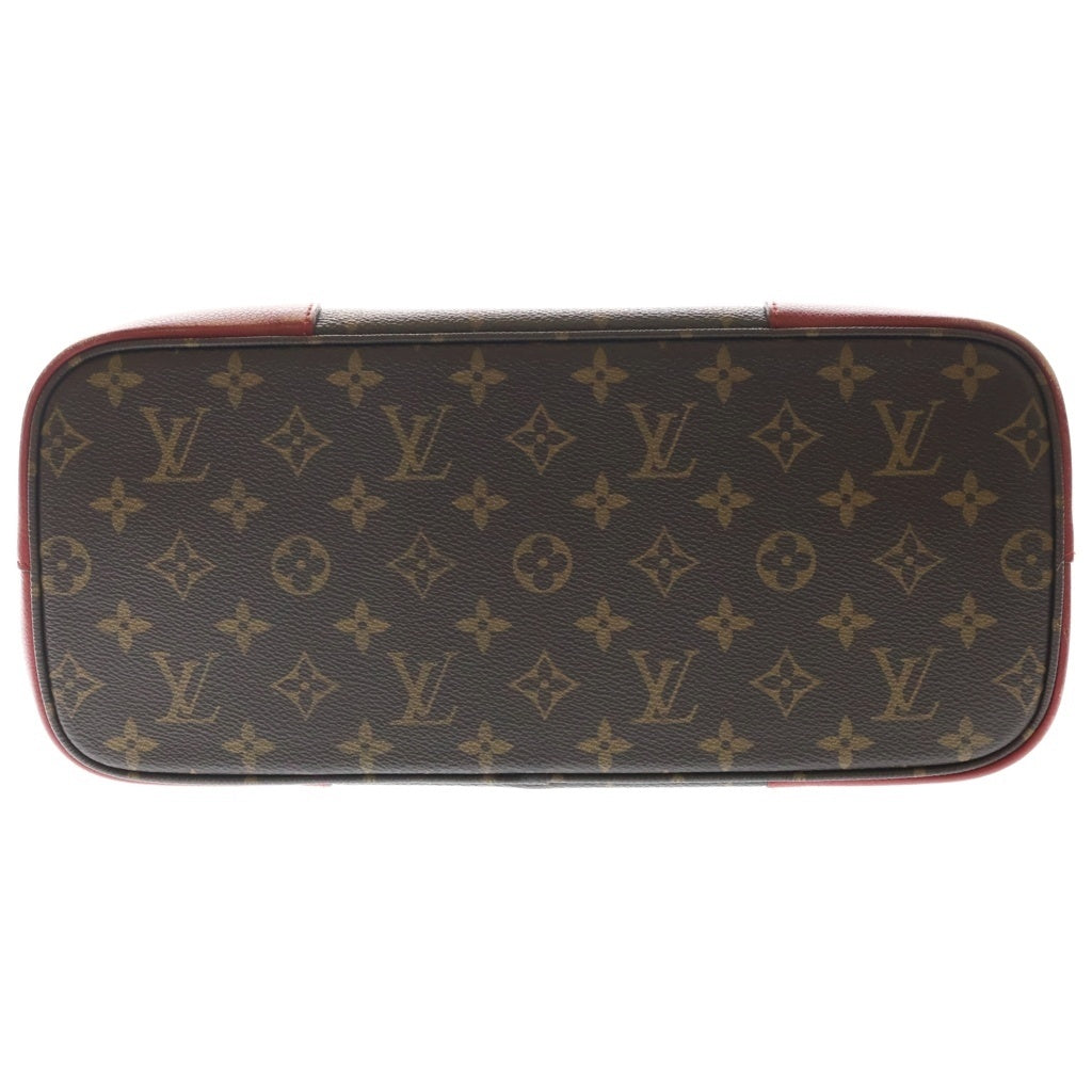 LOUIS VUITTON(ルイヴィトン) モノグラム フランドリン ハンドバッグ トートバッグ ブラウン×レッド レザー×PVC M41596 ゴールド金具 レディース