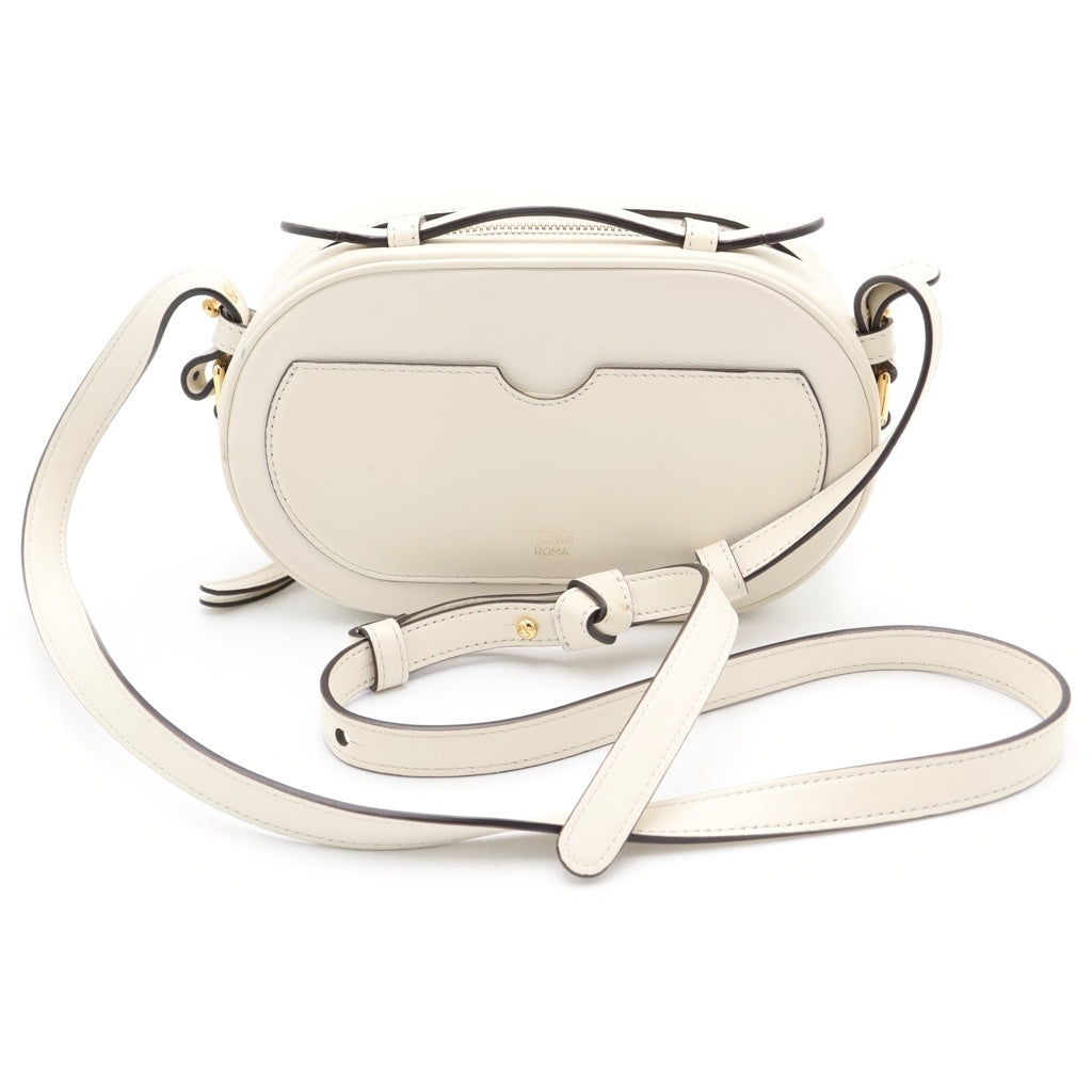 FENDI(フェンディ) オーロック ミニカメラバッグ ショルダーバッグ ホワイト レザー 8BS058 ゴールド金具 レディース