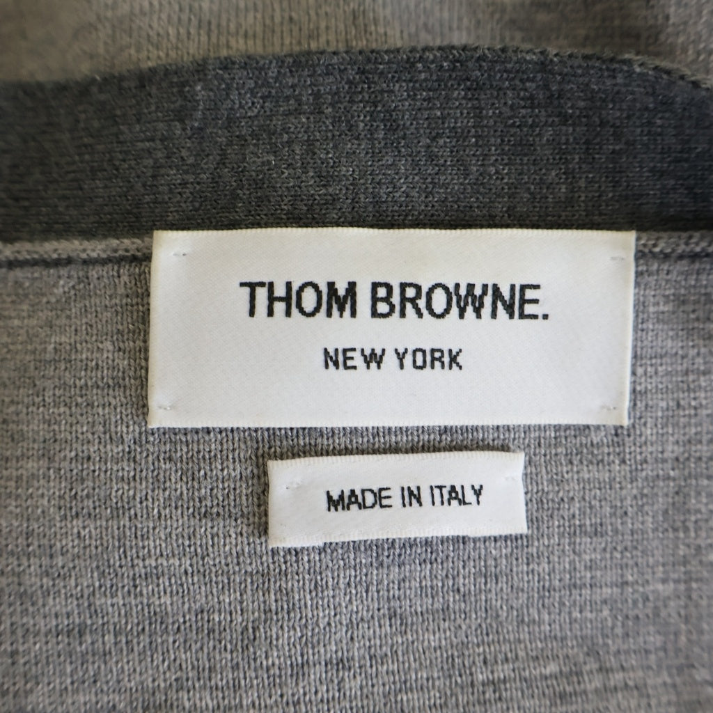 THOM BROWNE(トムブラウン) 4-BAR ミラノステッチ Vネック ニットカーディガン ウール グレー MKC160F-00014-982