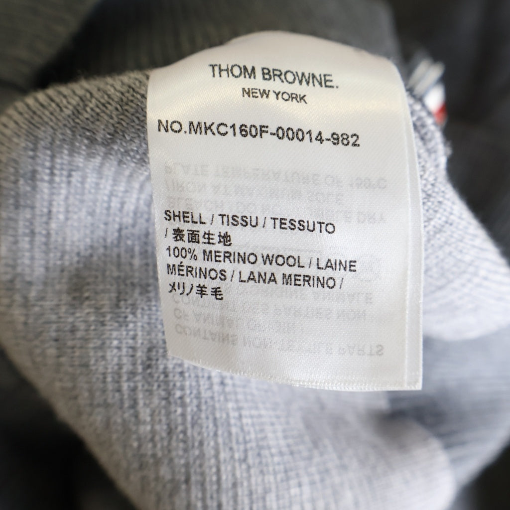 THOM BROWNE(トムブラウン) 4-BAR ミラノステッチ Vネック ニットカーディガン ウール グレー MKC160F-00014-982