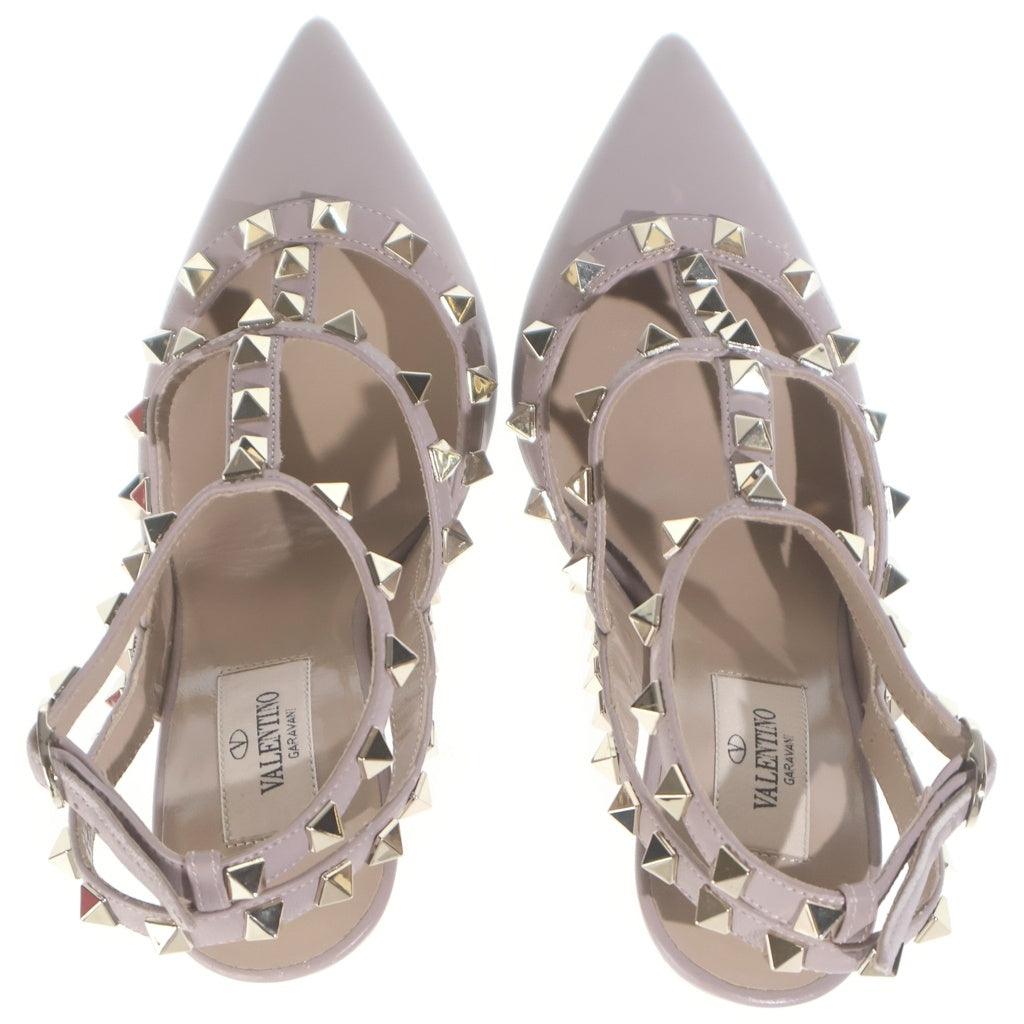 VALENTINO(ヴァレンティノ) ロックスタッズ アンクルストラップ レザー ヒール パンプス ピンク系 #36 LW0S0393 レディース