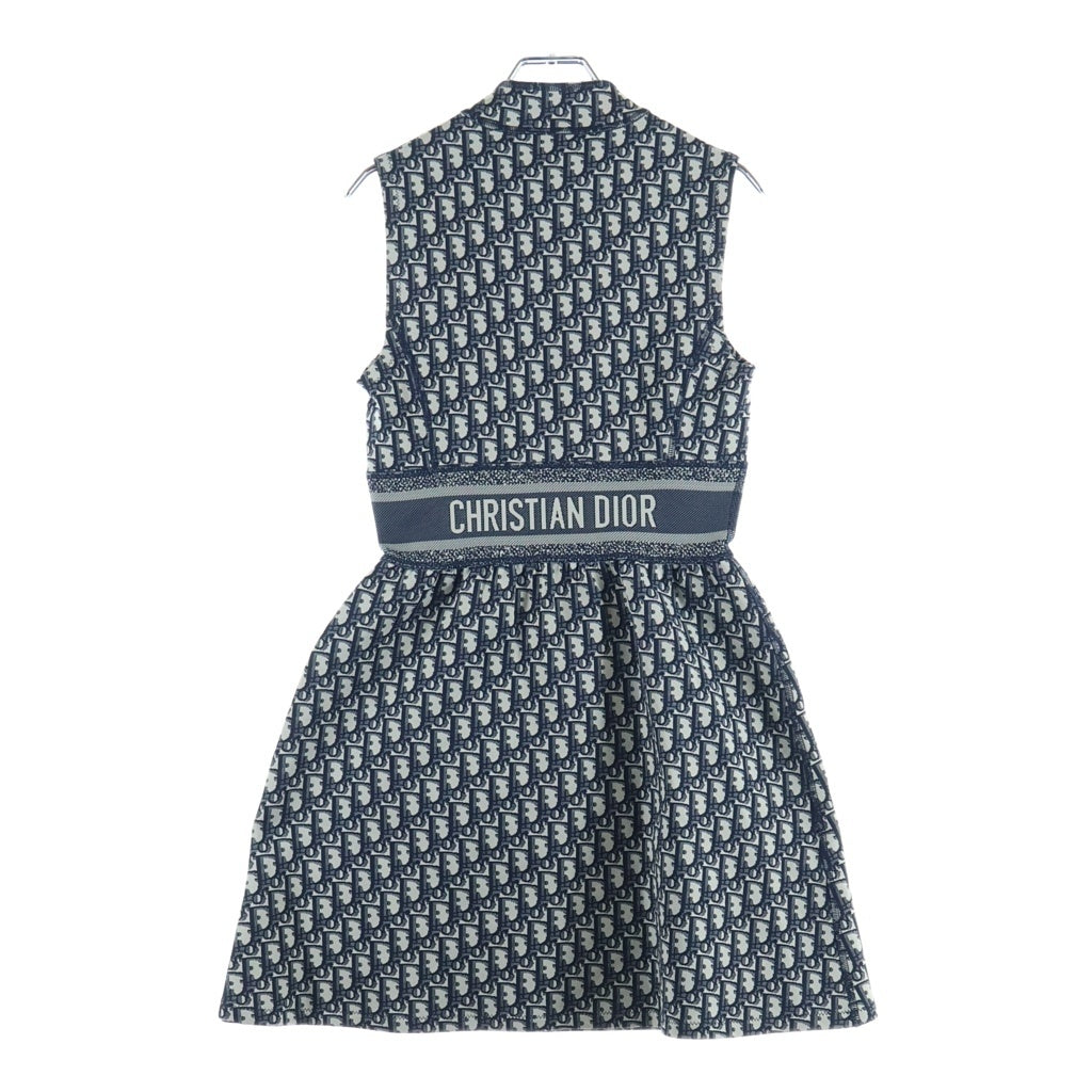 DIOR(ディオール) オブリーク ノースリーブワンピース ドレス ナイロン ハーフジップ ネイビー 143R04A4040 レディース