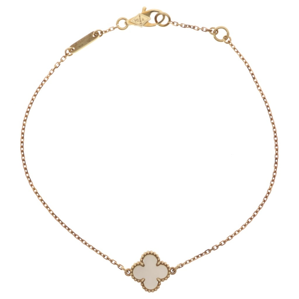 Van Cleef & Arpels(ヴァンクリーフアンドアーペル) スウィートアルハンブラ マザーオブパール ホワイトシェル Au750 K18YG ブレスレット イエローゴールド VCARF68800 レディース