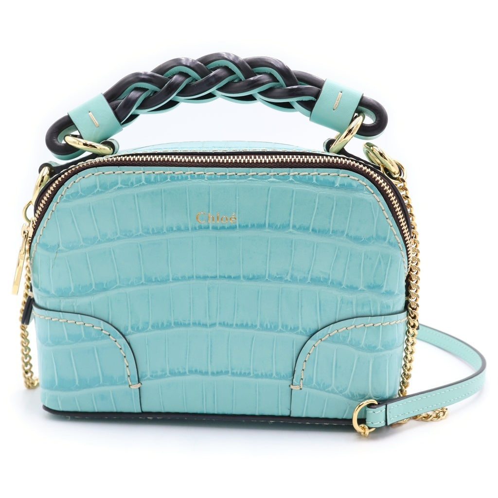 Chloe(クロエ) ダリアミニ チェーンバッグ ショルダーバッグ ミントグリーン 型押しクロコ ゴールド金具 レディース