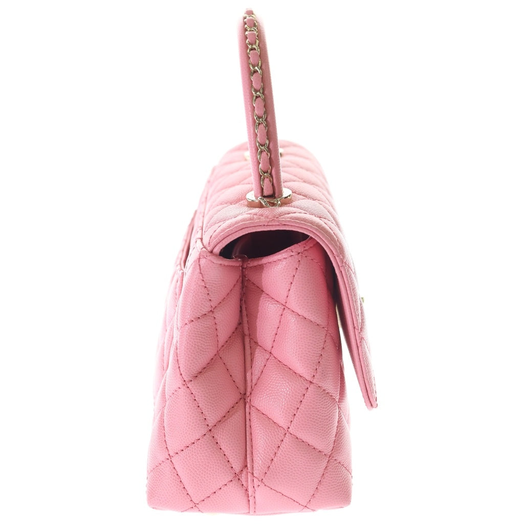 CHANEL(シャネル) マトラッセ ココハンドル24 2WAYハンドバッグ ショルダーバッグ チェーンハンドル ピンク キャビアスキン A92990 ゴールド金具 レディース