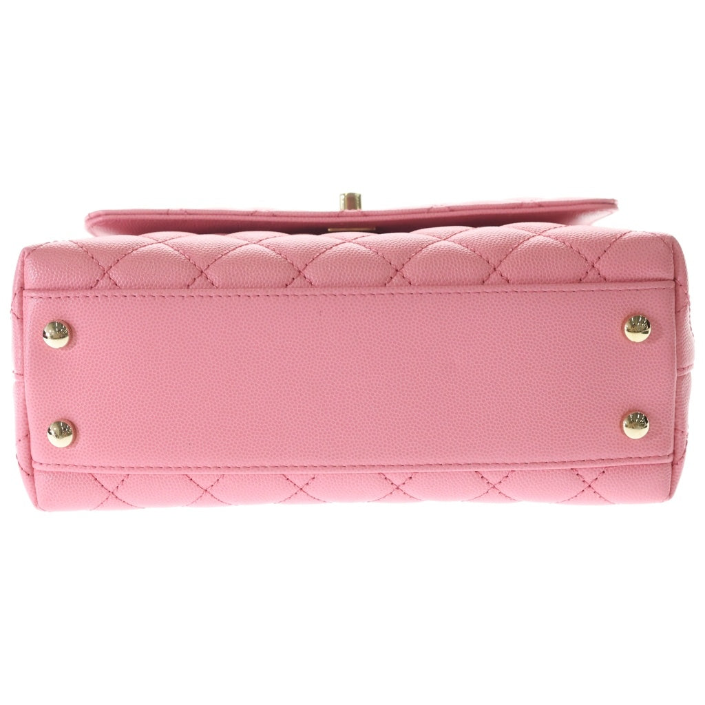 CHANEL(シャネル) マトラッセ ココハンドル24 2WAYハンドバッグ ショルダーバッグ チェーンハンドル ピンク キャビアスキン A92990 ゴールド金具 レディース