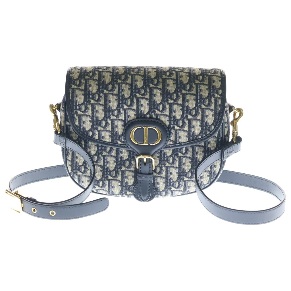 Christian Dior(クリスチャンディオール) オブリーク ボビー ショルダーバッグ ネイビー キャンバス×レザー M9319UTZQ ゴールド金具 レディース