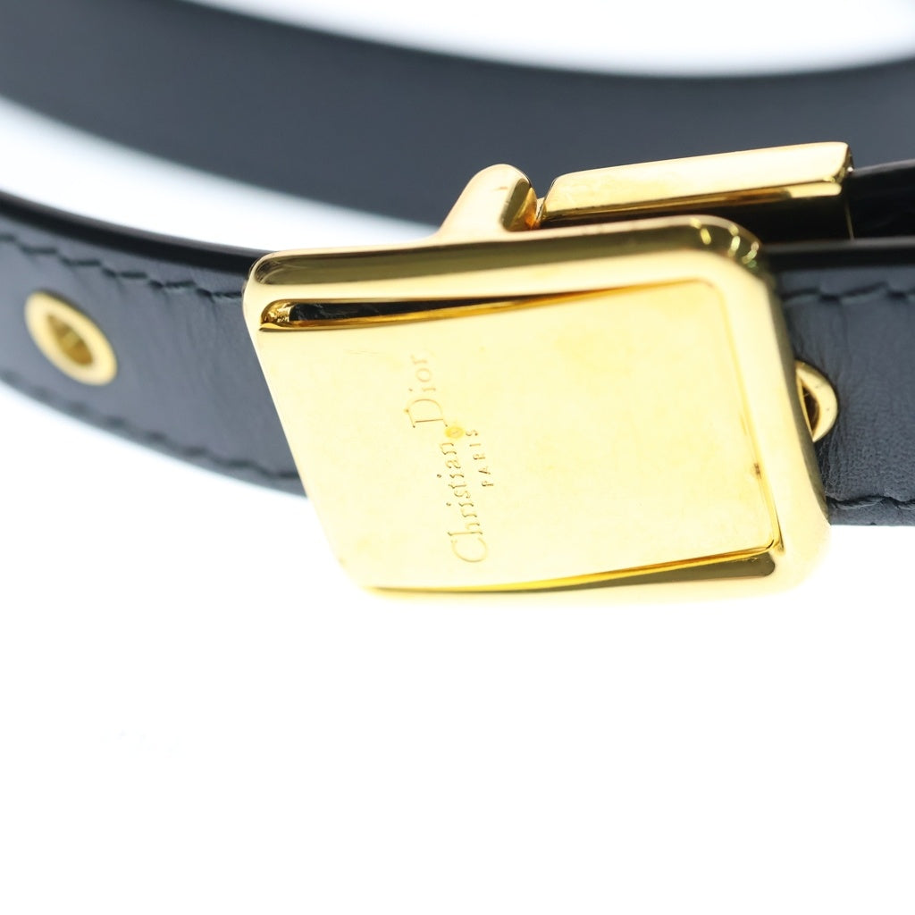 Christian Dior(クリスチャンディオール) オブリーク ボビー ショルダーバッグ ネイビー キャンバス×レザー M9319UTZQ ゴールド金具 レディース