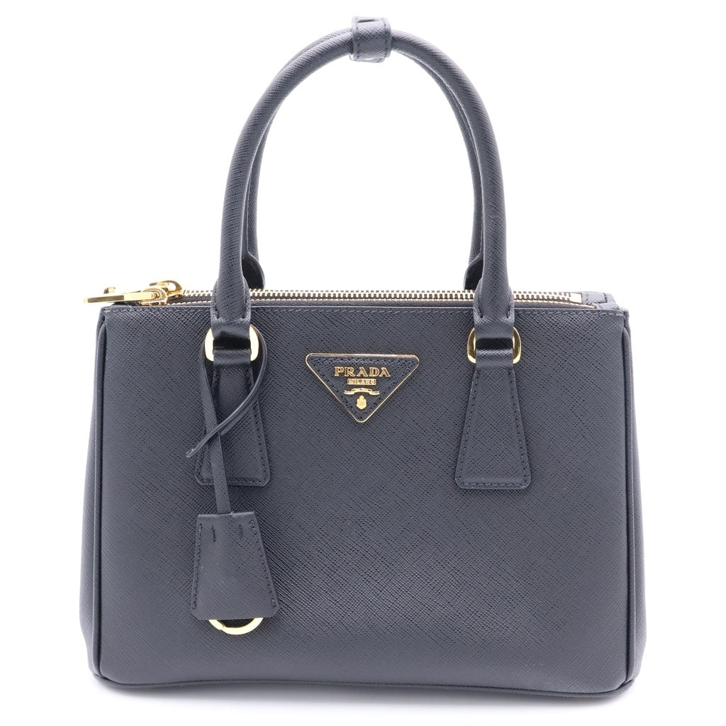 PRADA(プラダ) ガレリア スモール 2WAYハンドバッグ ショルダーバッグ ブラック サフィアーノレザー 1BA896 ゴールド金具 レディース