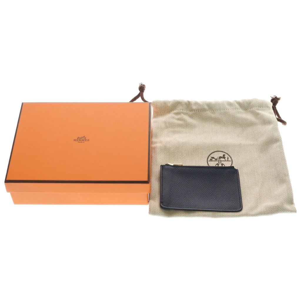 HERMES(エルメス) コンスタンススリム エプソン ゴールド金具 ポーチ 財布 コンパクトウォレット B刻印 ネイビー レディース