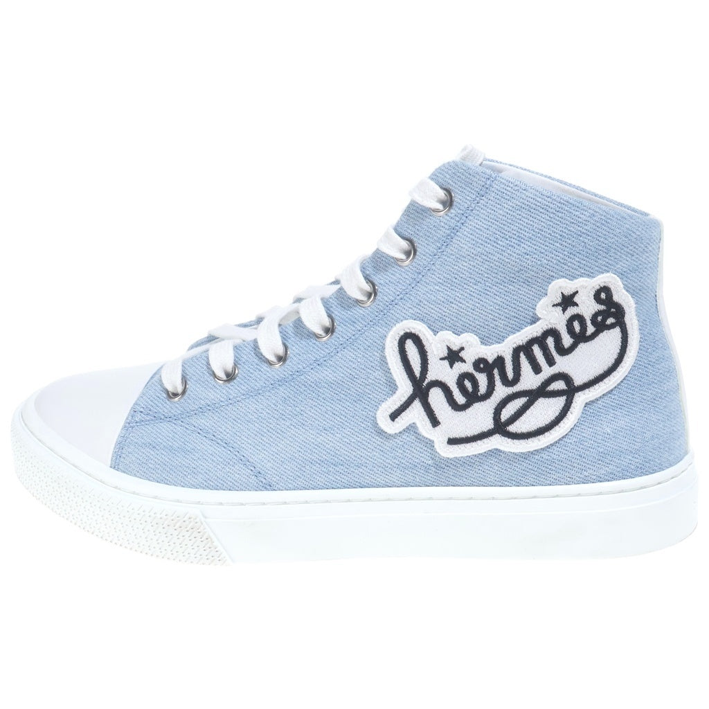 【Harry】HERMES デニム スニーカー HERMES(エルメス) イリコ 24SS ロゴ ワッペンハイカットスニーカー
