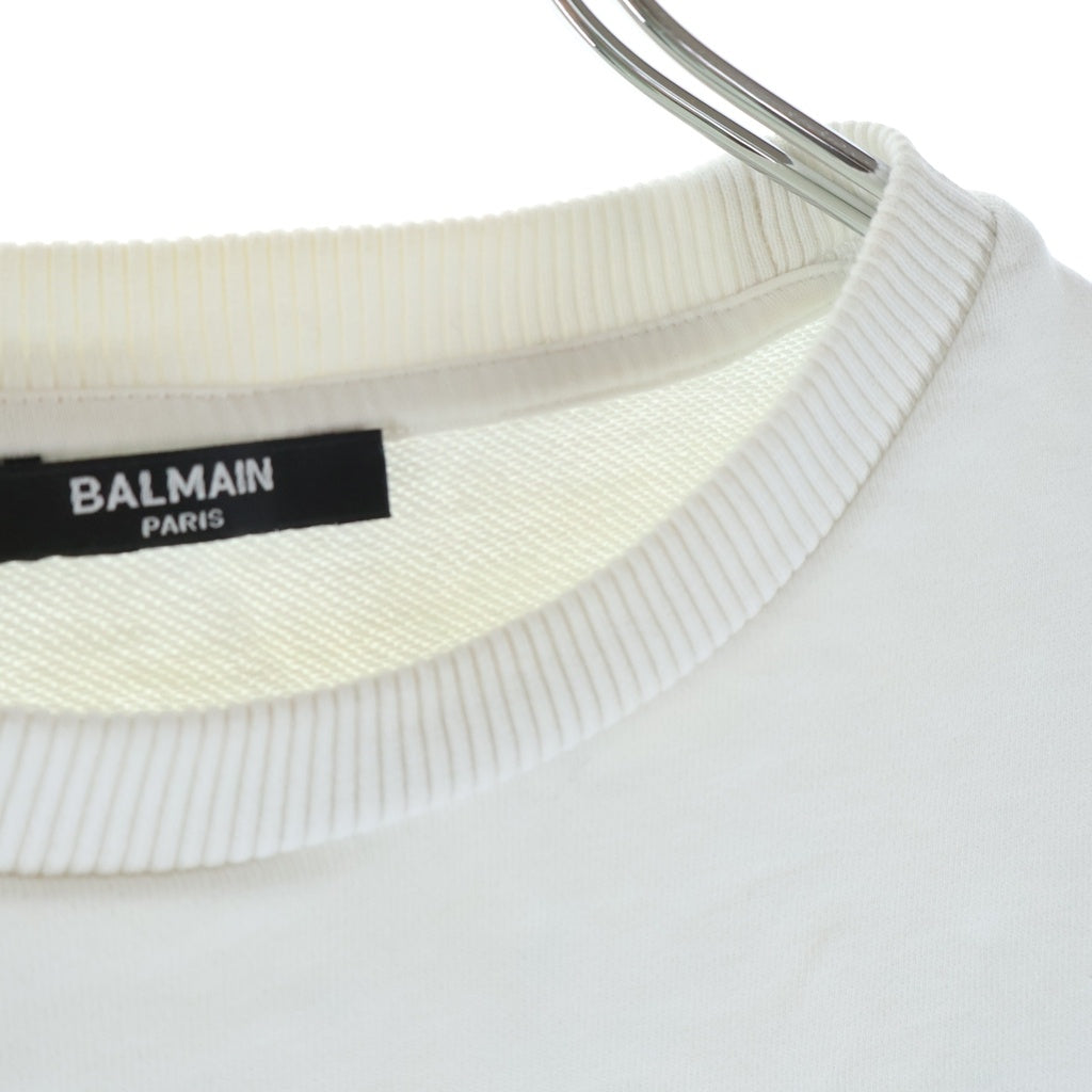 BALMAIN(バルマン) フロントロゴプリントクルーネックトレーナー スウェット ホワイト #12A レディース