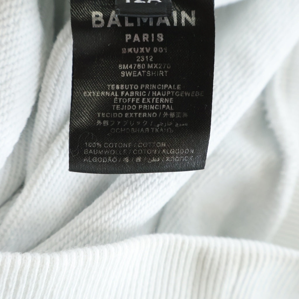 BALMAIN(バルマン) フロントロゴプリントクルーネックトレーナー スウェット ホワイト #12A レディース