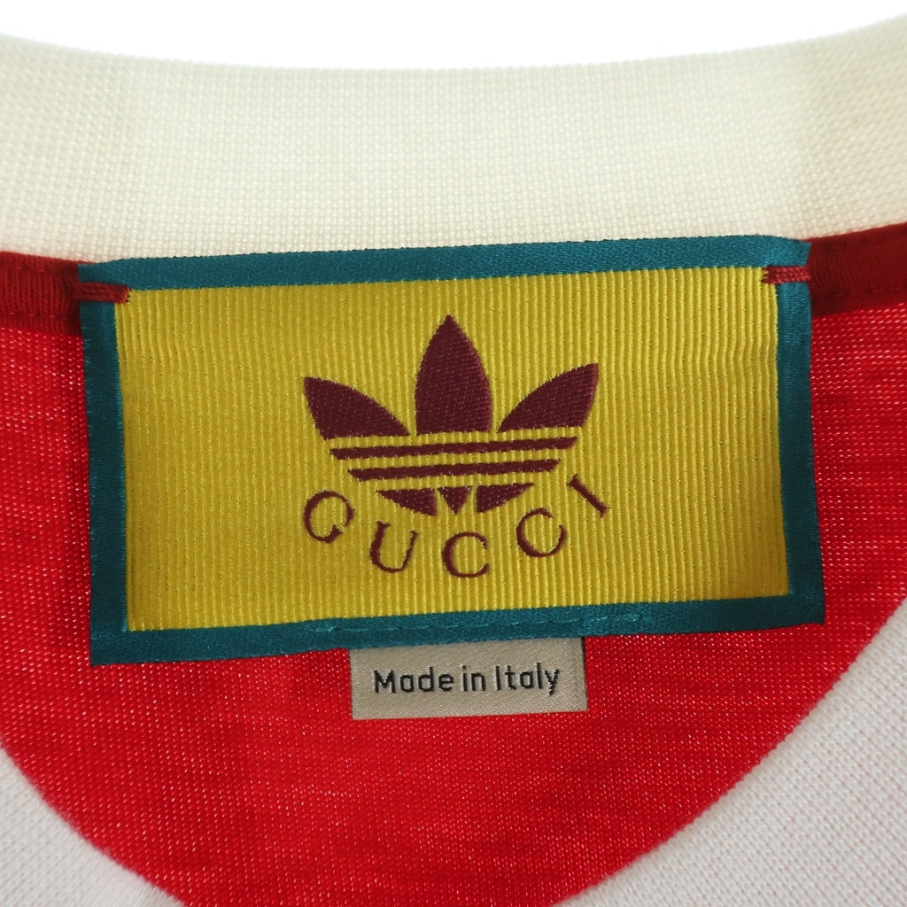 GUCCI(グッチ) ×adidas 22SS RED COTTON LONG SLEEVE TREFOIL DRESS アディダス 長袖コットンワンピース ドレス トレフォイル ロゴ レッド 693537 XJEBS レディース